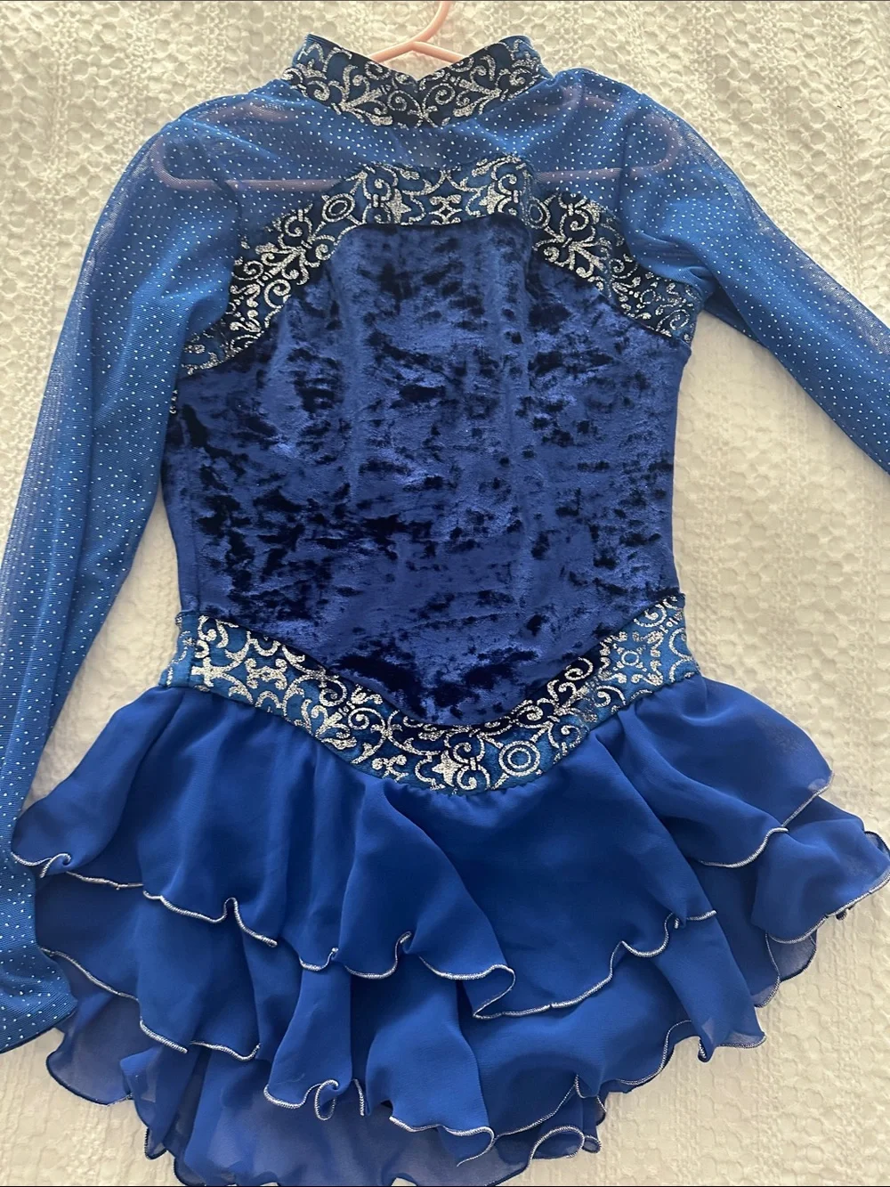 Girls' Royal Blue Long Sleeve Performance Dress size 10-12 worn twice